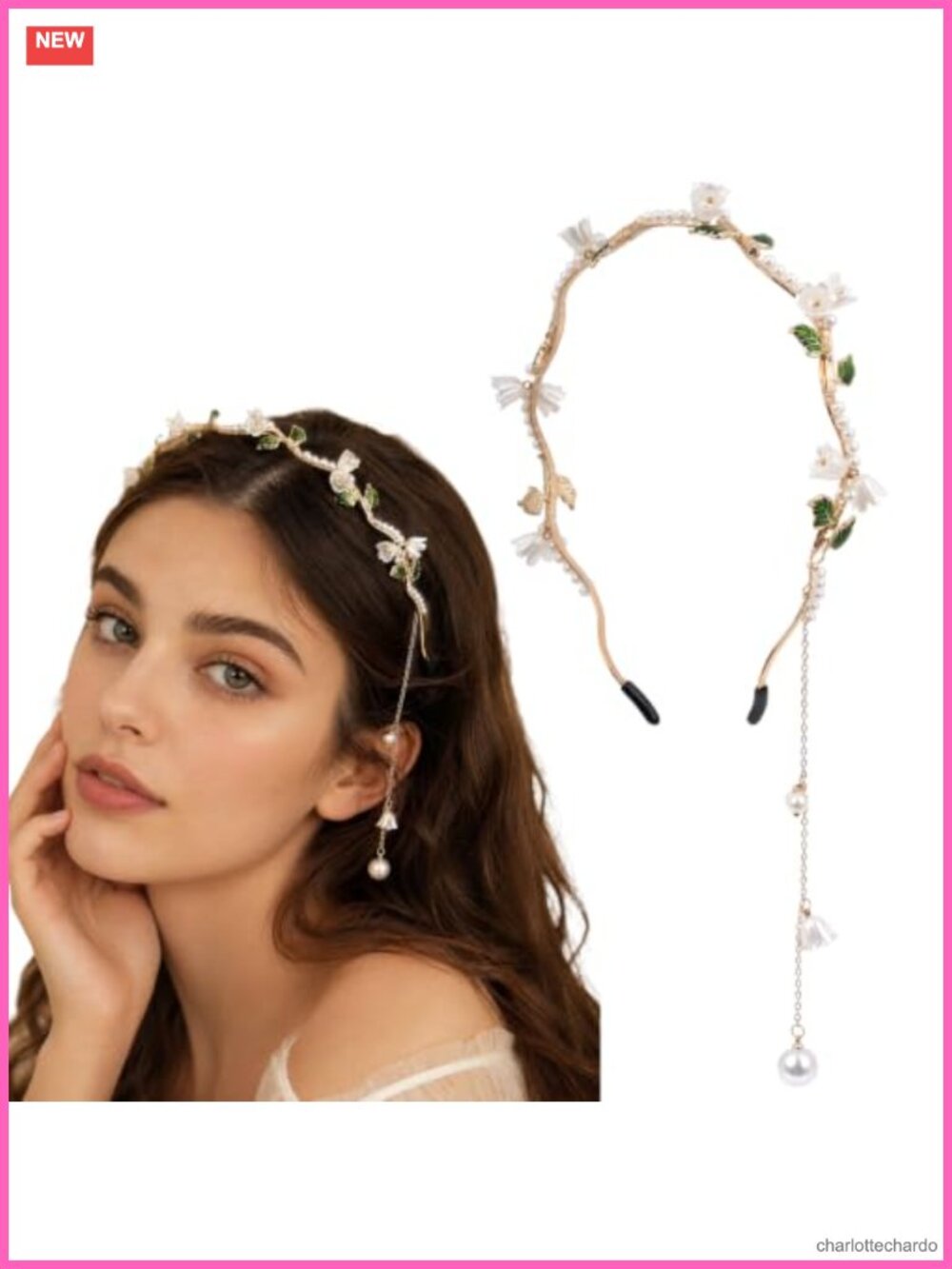 Gold Flower Headband Fairy Hair Accessory for Women Bridal Ren Faire